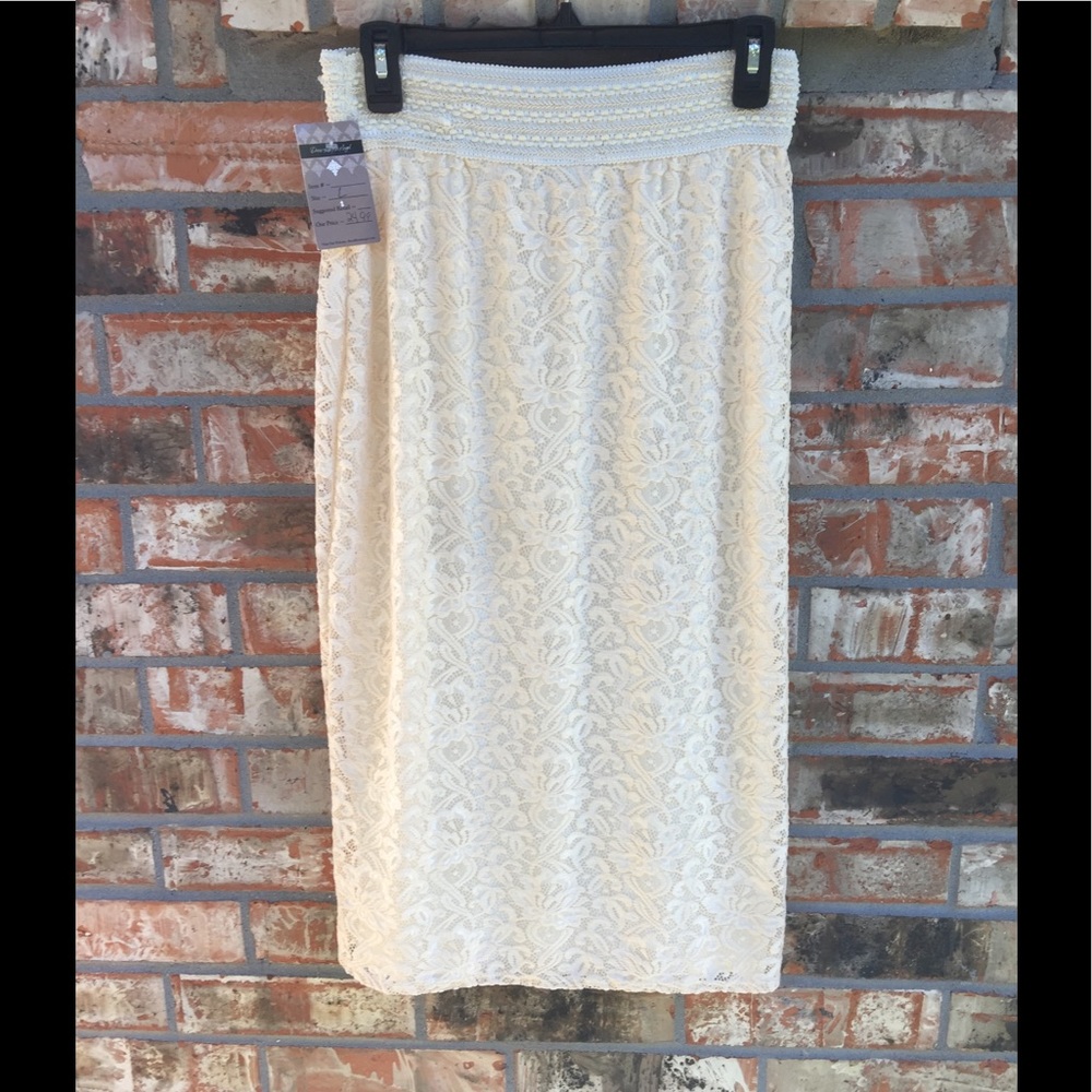 Dress Like an Angel Ivory Lace Midi Skirt